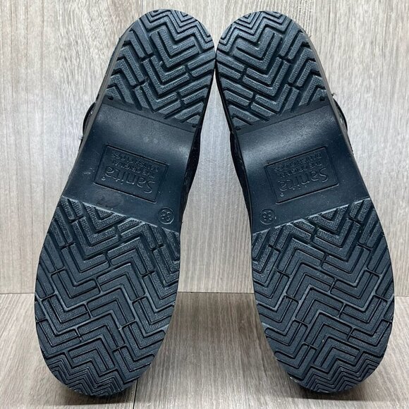 Sanita Shoes Womens Sz 38 Tooled Leather The Original Danish Clogs Slip On Black - Picture 11 of 13
